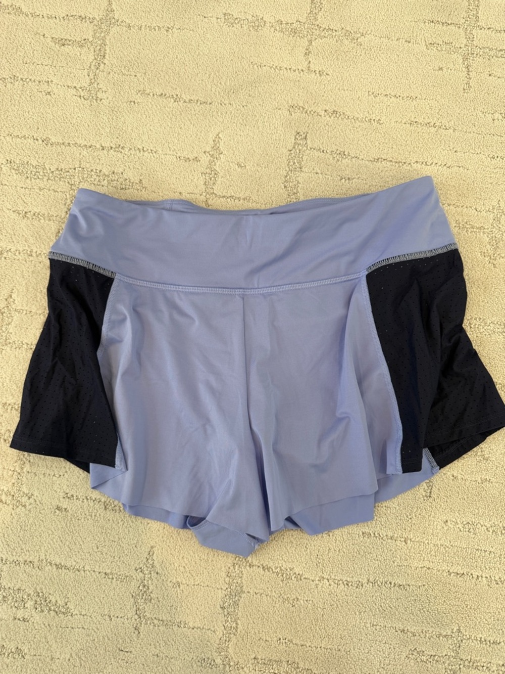 Athleta Lavender Athletic swim Shorts with Black Side Panels